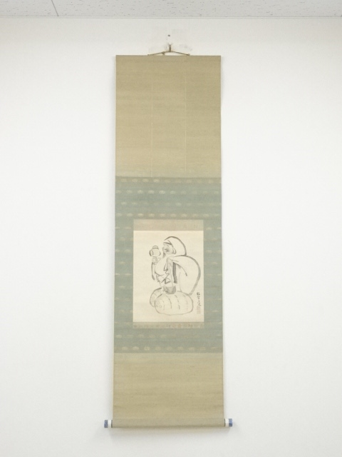 昭和期　臥公筆　大黒天図　肉筆紙本掛軸（保護箱）